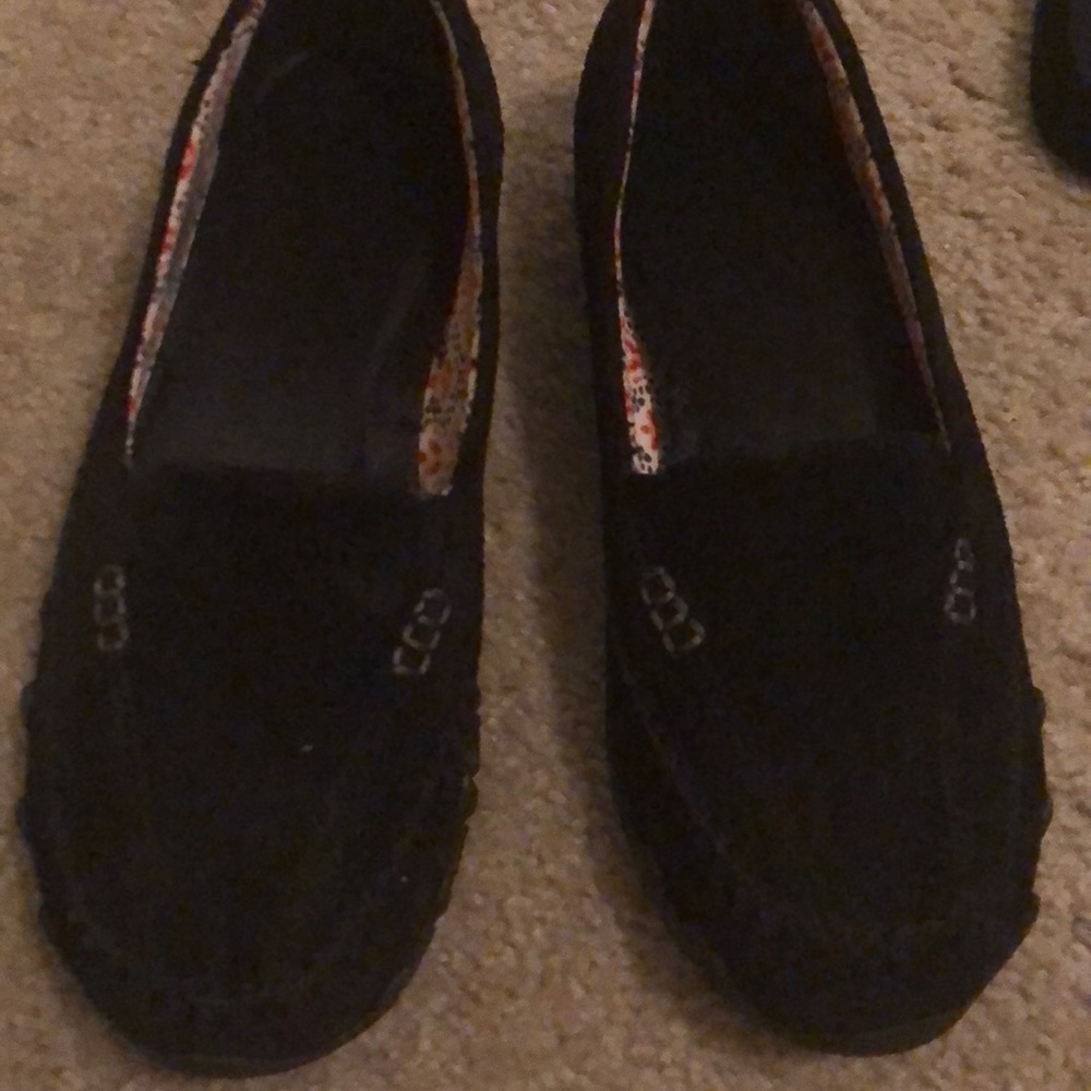 Skechers Black Suede Memory foam Slide On Shoes